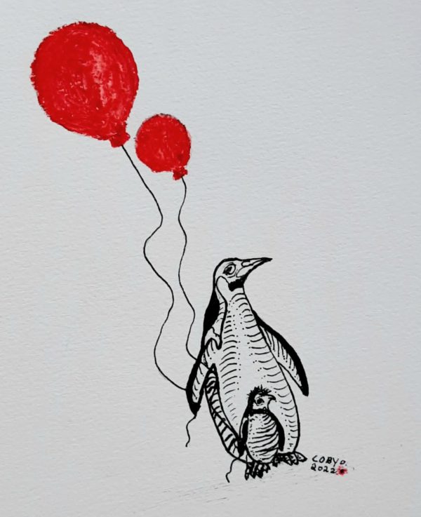 pinguin met ballonnen